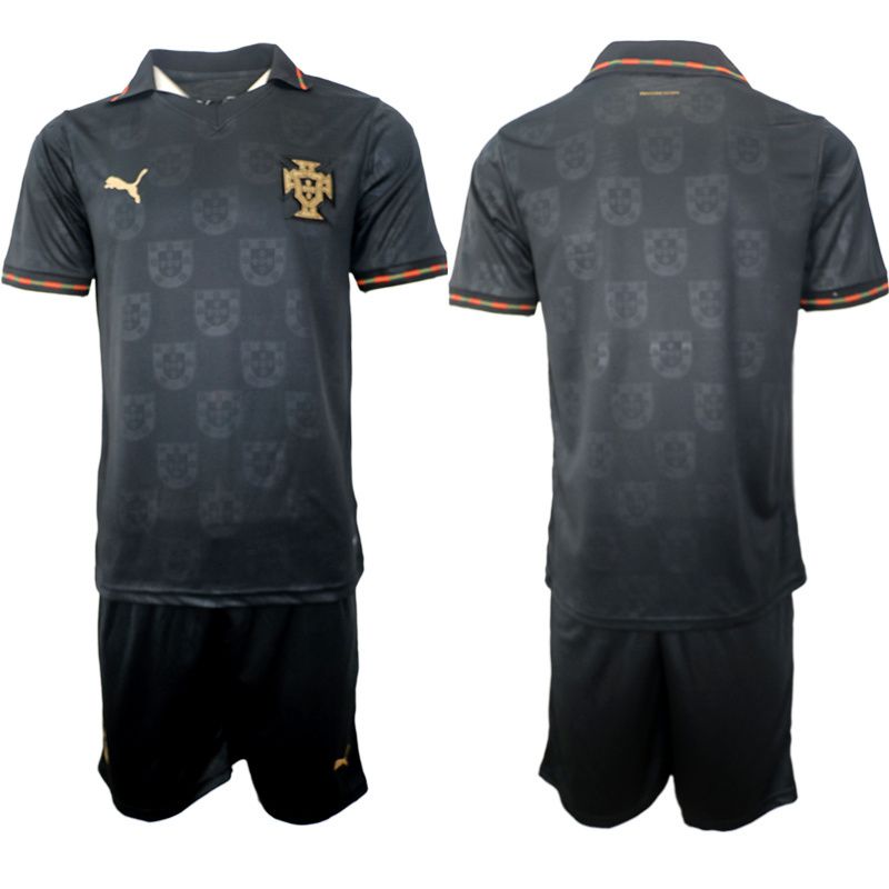 Men 2026 World Cup National Team Portugal away Black Blank Soccer Jersey